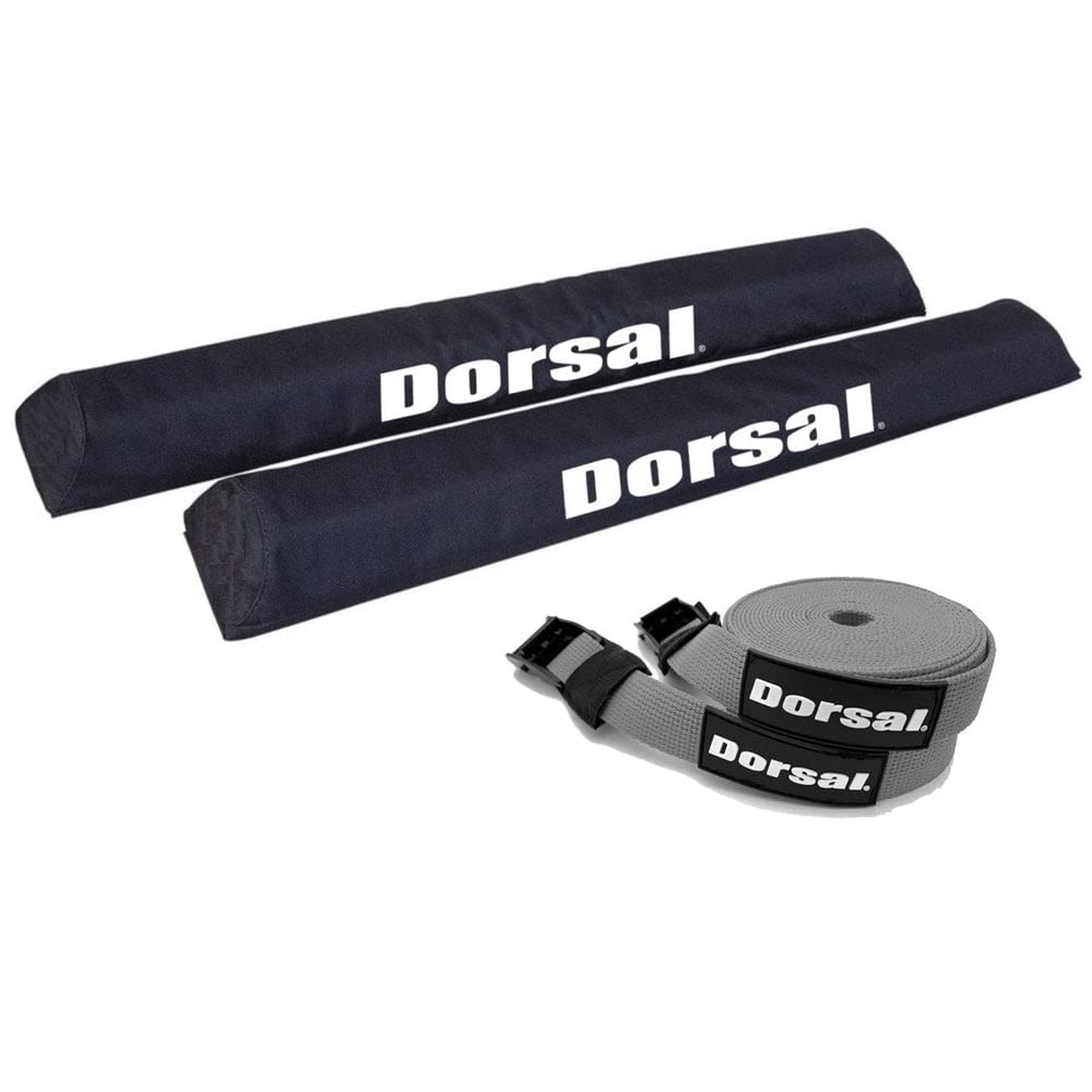 DORSAL Aero Roof Rack Pads with 15 ft Surf Straps for Car Surfboard Kayak SUP Long 28" Grey Grey 28"
