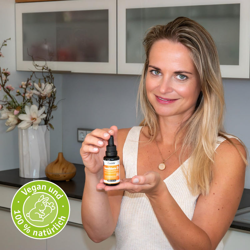 Casida® Sanddornöl - Sanddornfruchtfleischöl naturrein - Hautpflege Öl für intensive Pflege und Rege