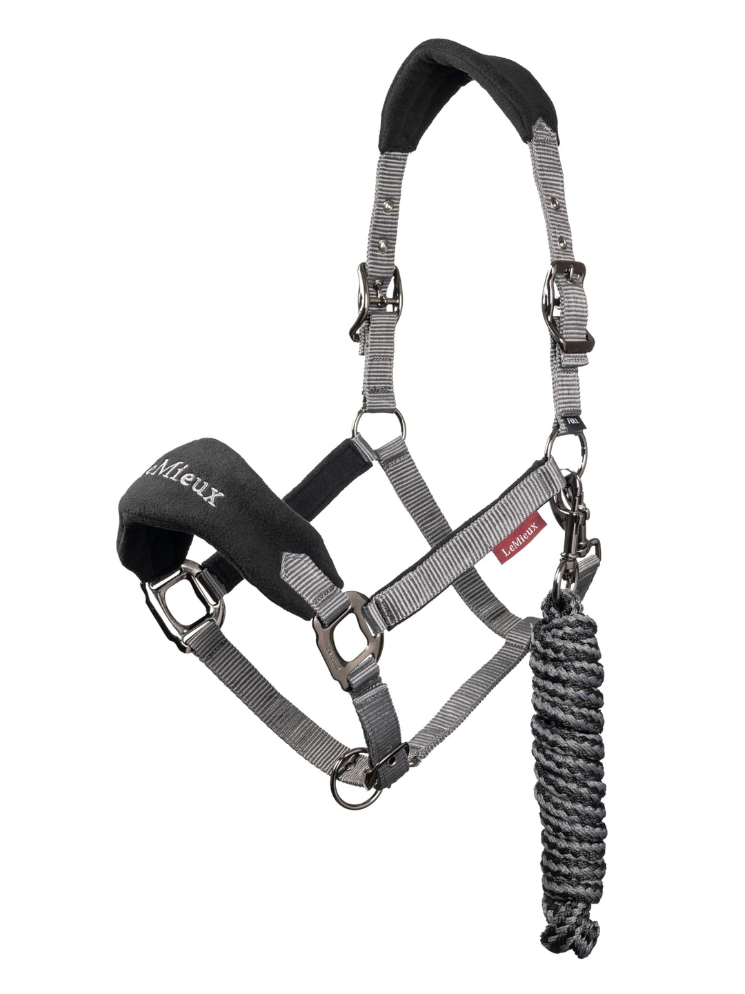 LeMieux Vogue Fleece Headcollar and Leadrope Halfter Volle Grösse schwarz / grau, Volle Grösse schwa