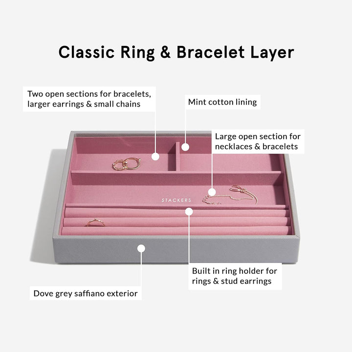 Stackers Grau Rosa Klassisch Schmuckschatulle - 4 Dove Grey/Rose, Dove Grey/Rose