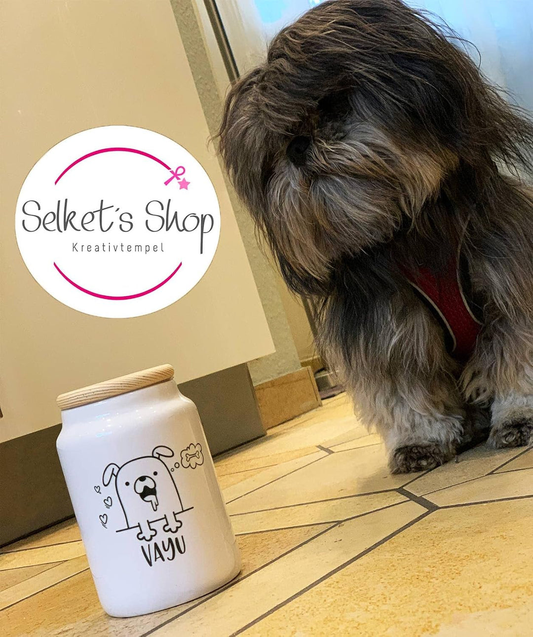 Selket's Shop Keramik Leckerli Dose Hund – personalisiert mit Name – Keksdose für Snacks, Trockenfut