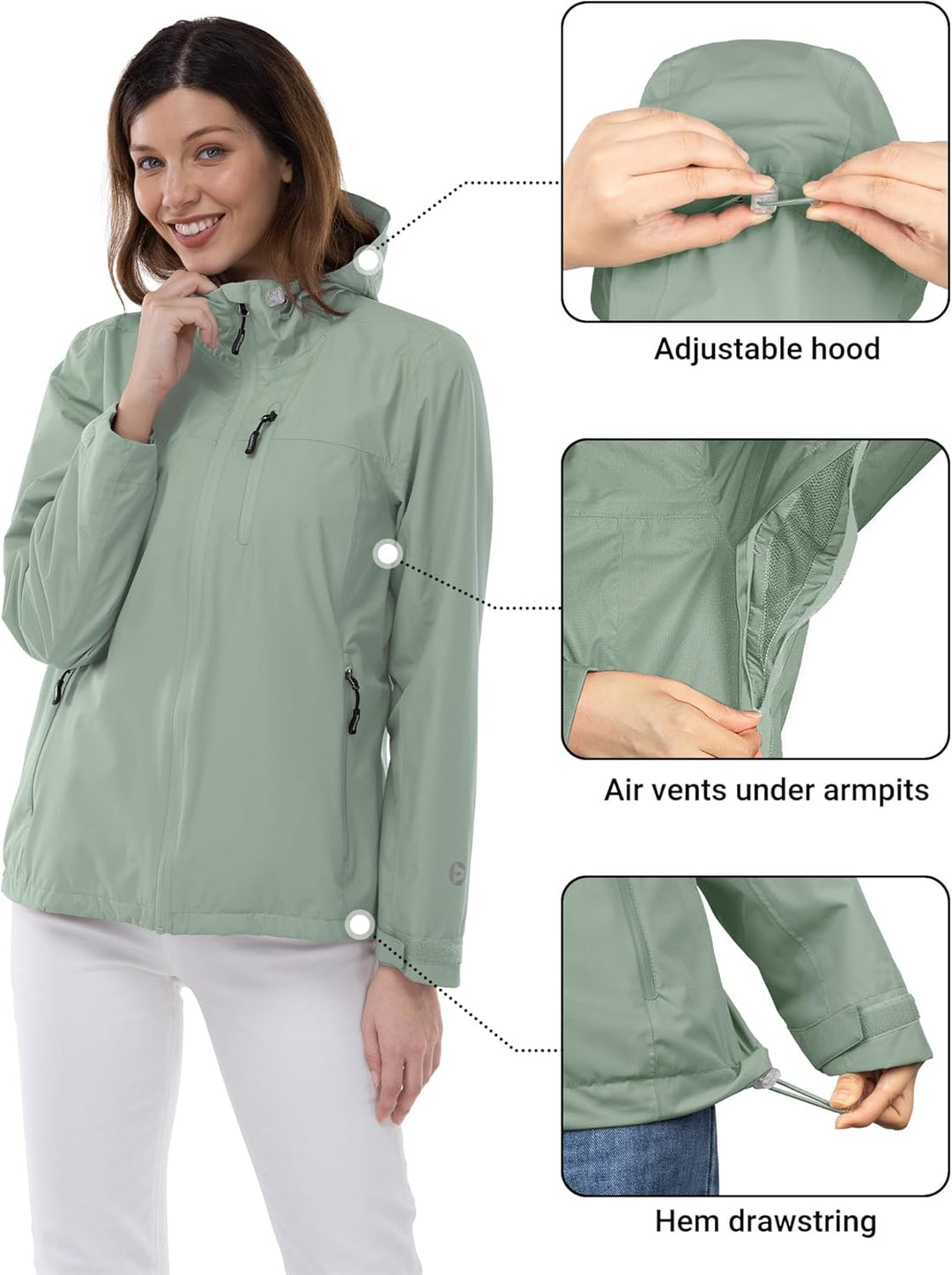 Outdoor Ventures Damen Regenjacke 10000MM Wasserdicht Leichte Gefüttert Packbar Sportjacke Funktions