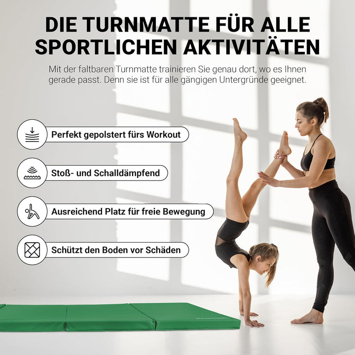 MSPORTS Turnmatte Premium klappbare Weichbodenmatte 190 x 80 x 5 cm Gymnastikmatte faltbare Sportmat