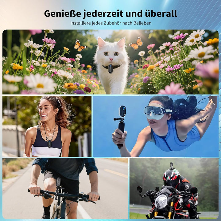 Action Cam 4K WiFi, Bodycam Mini Körperkamera, Helmkamera Motorrad, Sportkamera Wasserdicht bis 30M,