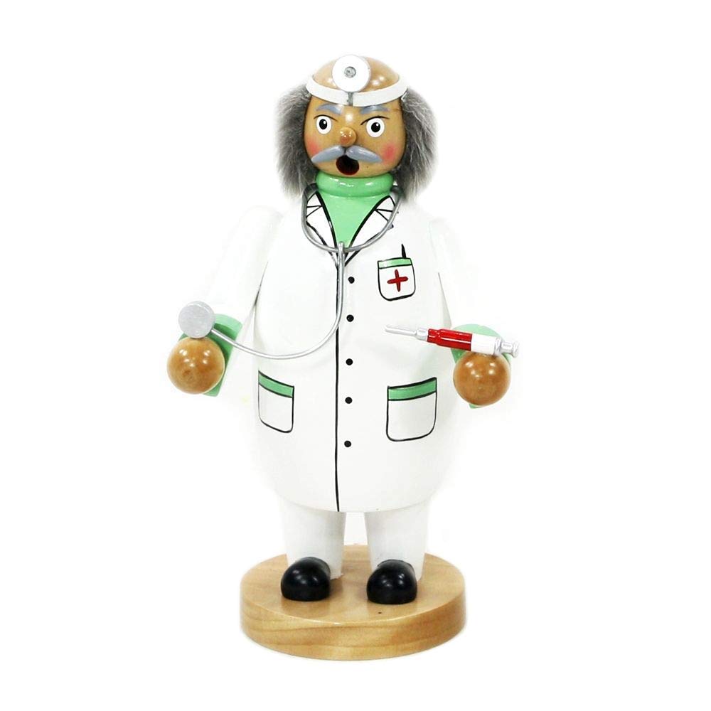 Wichtelstube-Kollektion Holz Räuchermann Räuchermännchen Räucherfigur Alter Arzt mit grauen Haaren 1