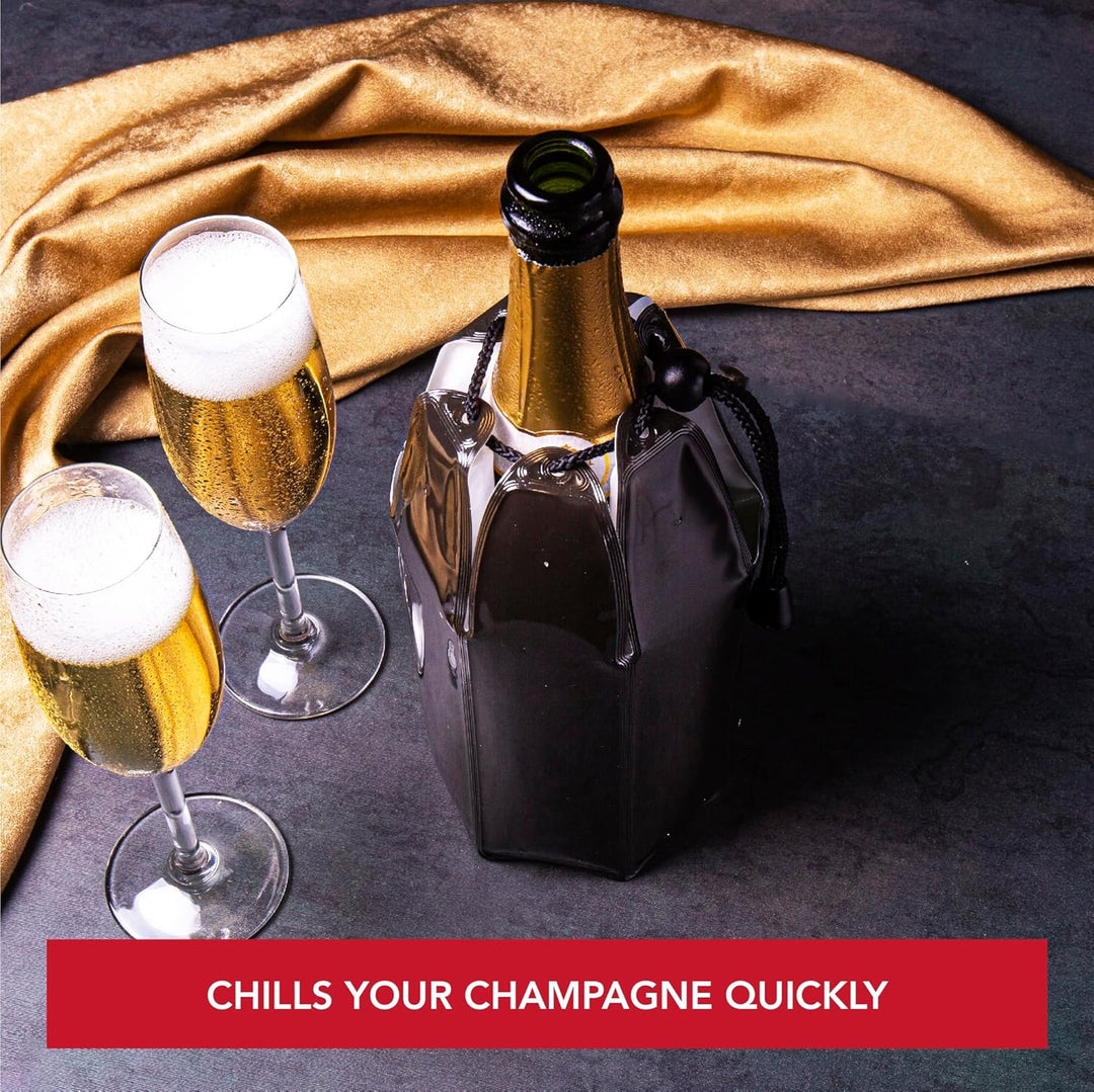 Vacu Vin Flexibler Champagnerkühler - Wiederverwendbar - Schwarz - Champagnerkühler Manschette für S