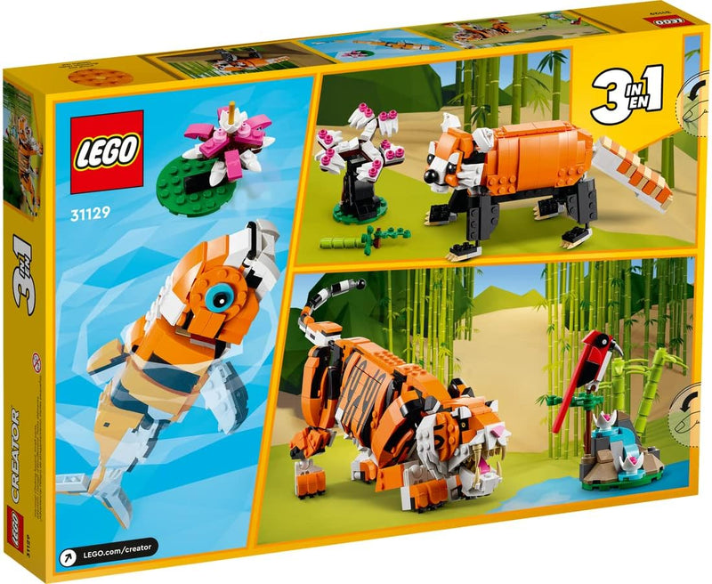 Lego Creator 3-in-1 Set: Majestätischer Tiger 31129 + Tropischer Papagei 30581(Polybag), für Kinder