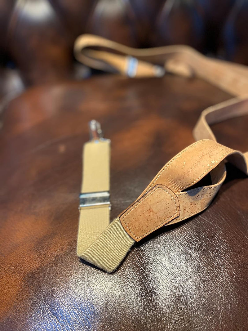 Korkhosenträger | Hosenträger aus Kork | Silbernen Schnallen | Korkstoff beige | Nachhaltige Mode |