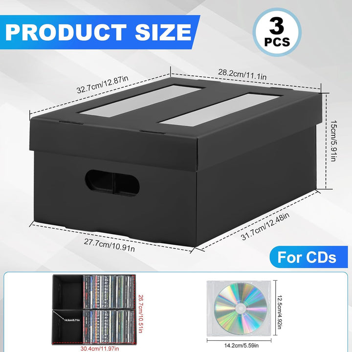 AOBOPLE 3 Stück CD Aufbewahrungsbox, 3 Stück 2 Fächern CD Hüllen für 180 CDs invollen Juwelenhüllen,