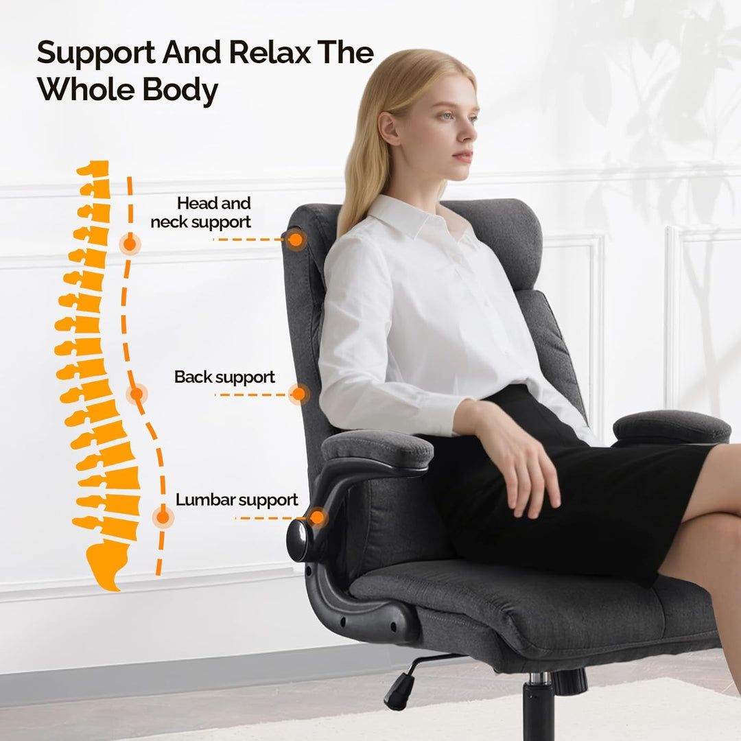 Bonnlo Ergonomischer Bürostuhl, Schreibtischstuhl mit hochklappbarer Armlehne, Computerstuhl, Drehst