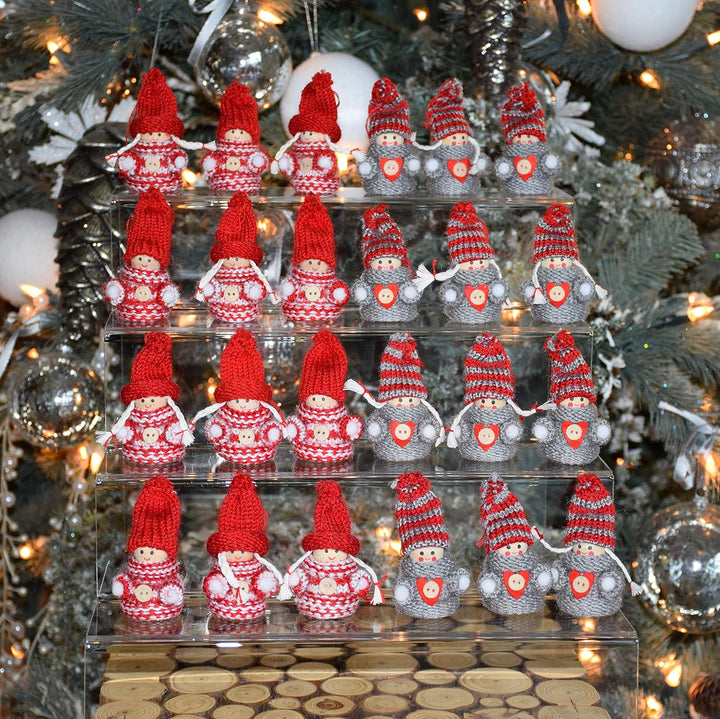 CREOFANT 24 Stück Wichtel Nordic 8cm· Wichtel Dekoanhänger · Weihnachtsdekoration Wichtel · kleine W