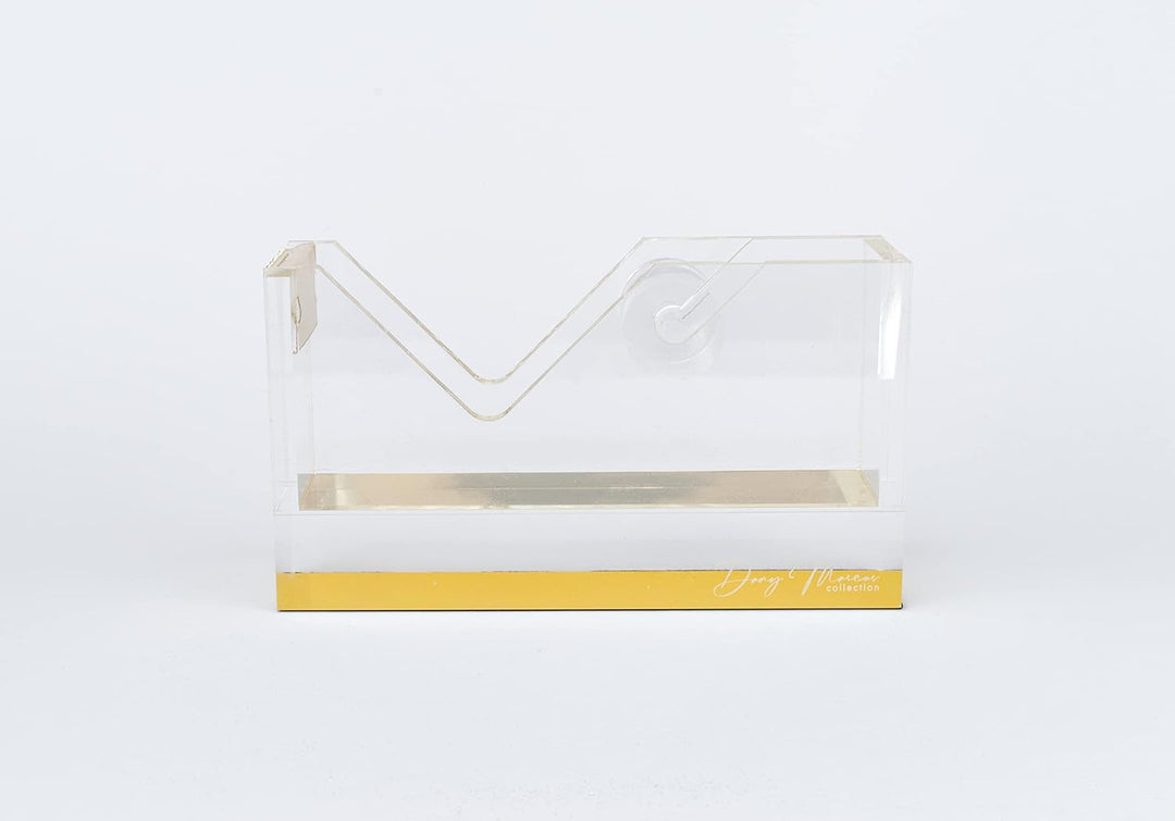 Dany Marcus Klebebandabroller, eleganter, grosser Tischabroller aus transparentem Acryl mit Gold
