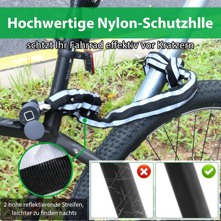 Elektroroller Schloss eLinkSmart Bike Chain Lock Fingerabdruck App Unlock Heavy Duty Anti-Diebstahl