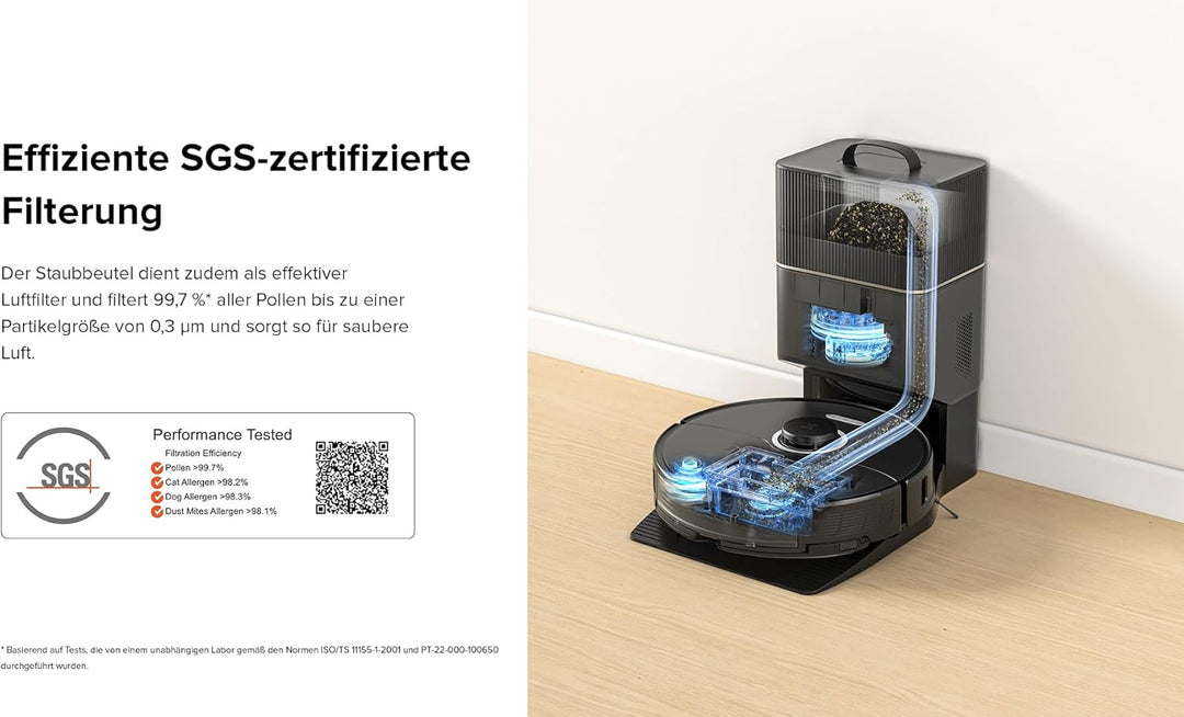 Roborock S8+ Saug- & Wischroboter mit Absaugstation (Saugleistung 6000Pa, 180min Akkulaufzeit, 350ml