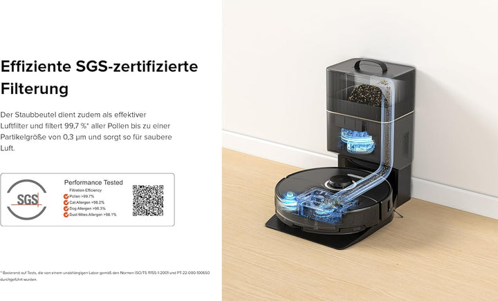 Roborock S8+ Saug- & Wischroboter mit Absaugstation (Saugleistung 6000Pa, 180min Akkulaufzeit, 350ml