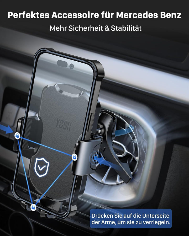 YOSH Handyhalterung Auto für Audi A1/A3/Q2, Mercedes, Mini Cooper 2013‑2024 für Runde Lüftung(Leder-