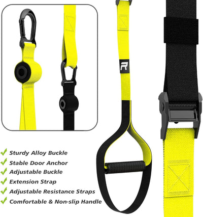 RHINOSPORT Schlingentrainer Sling Trainer Set mit Türanker Einstellbar Fitness Zuhause Suspension -