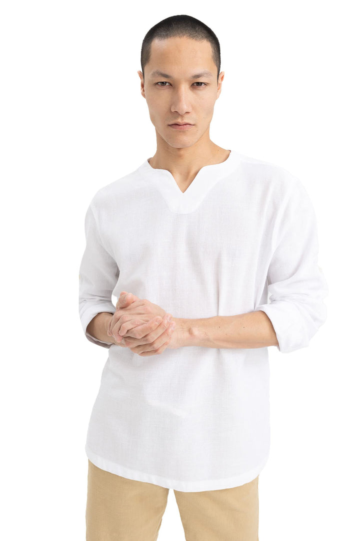 DeFacto Herren Tunic Shirt 3XL Weiss, 3XL Weiss