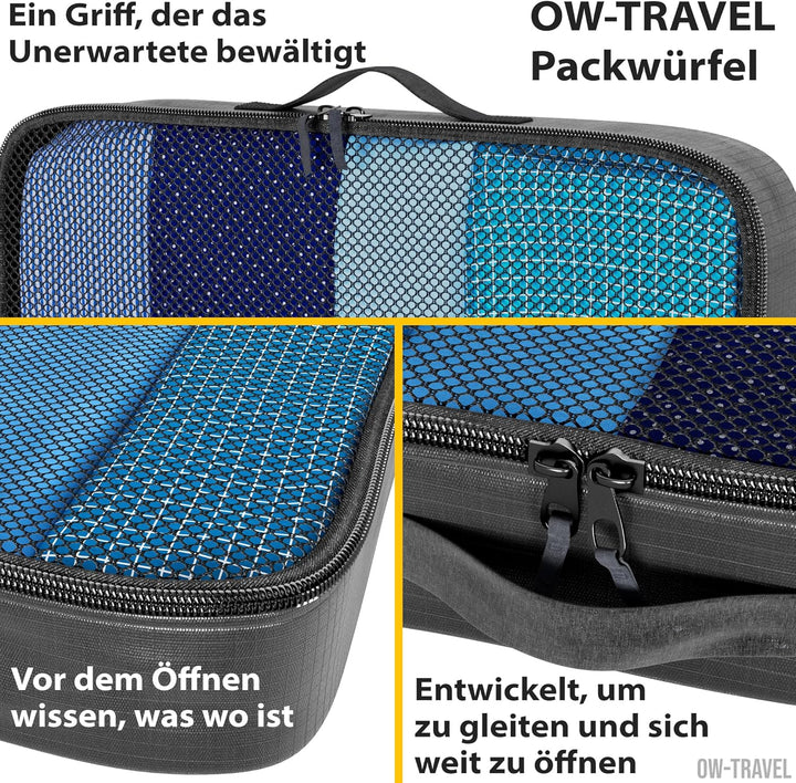 OW-Travel Koffer Organizer Set Schwarz Mittel, leicht zu organisieren, Kofferorganizer Packtaschen S