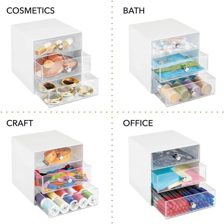 mDesign Schubladenbox aus robustem Kunststoff – praktischer Kosmetik Organizer mit drei Schubladen –