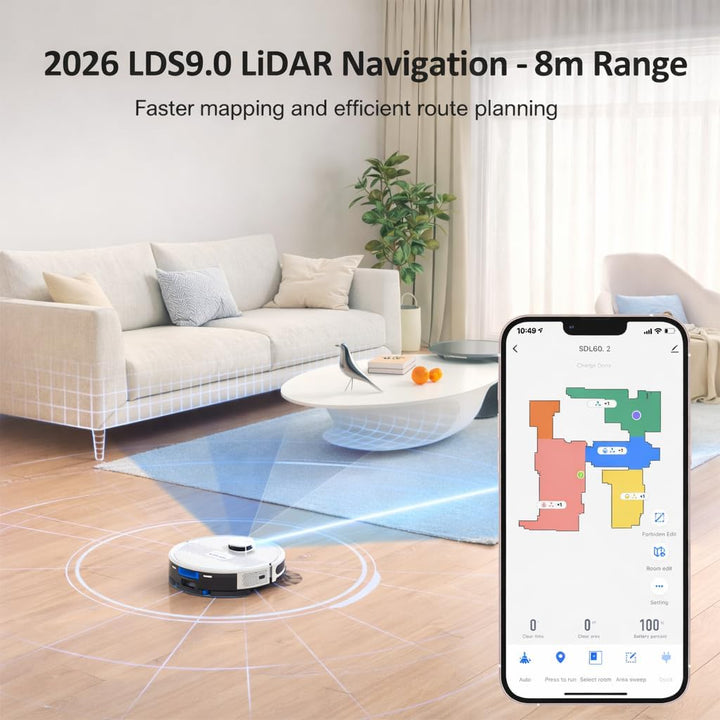 Lubluelu Saugroboter mit Wischfunktion 3-1, 4500Pa Staubsauger Roboter Lasernavigation mit 5 Karten,
