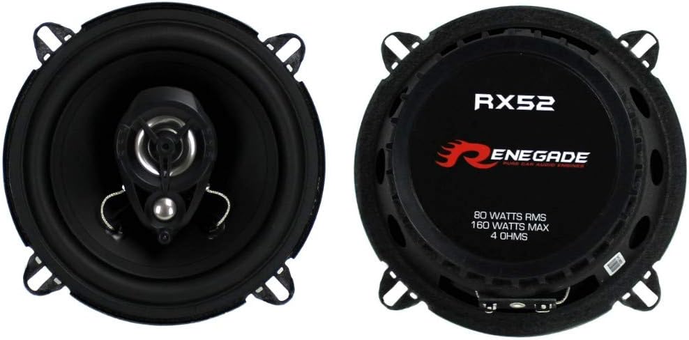 2 Lautsprecher RENEGADE RX52 2 Wege koaxial 5,25" 13,00 cm 130 mm Durchmesser 80 watt rms 160 watt m