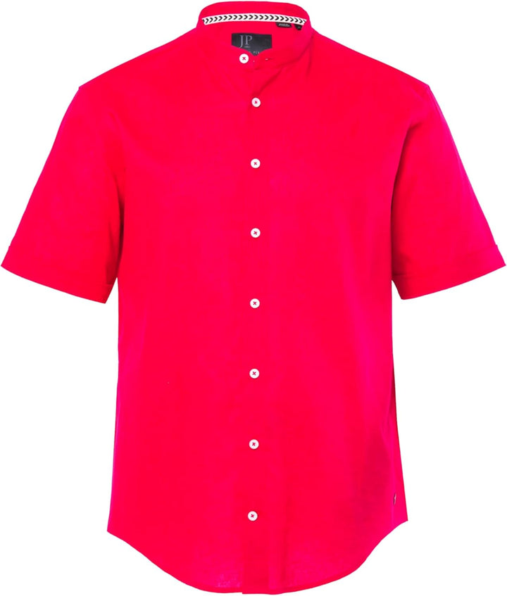 JP 1880 Herren grosse Grössen Übergrössen Menswear L-8XL Hemd, Halbarm, Leinenmix, Stehkragen, Moder