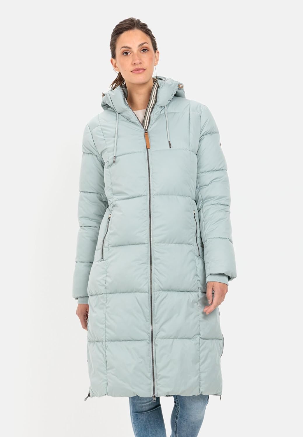camel active Damen Steppmantel mit Kapuze 36 Hellblau, 36 Hellblau