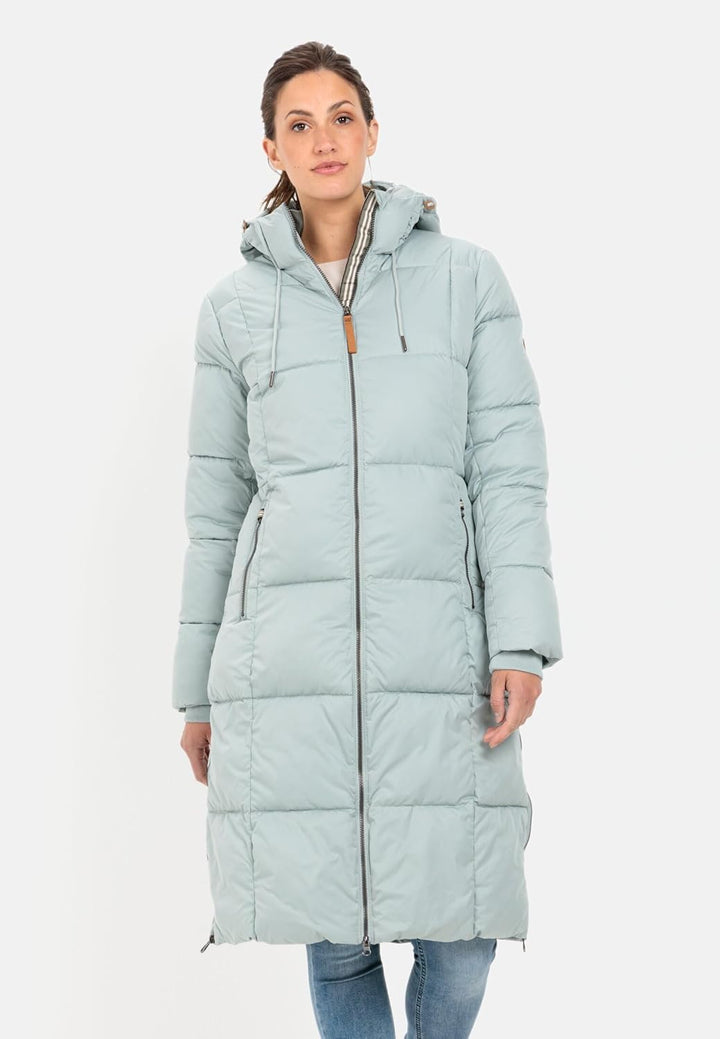 camel active Damen Steppmantel mit Kapuze 36 Hellblau, 36 Hellblau