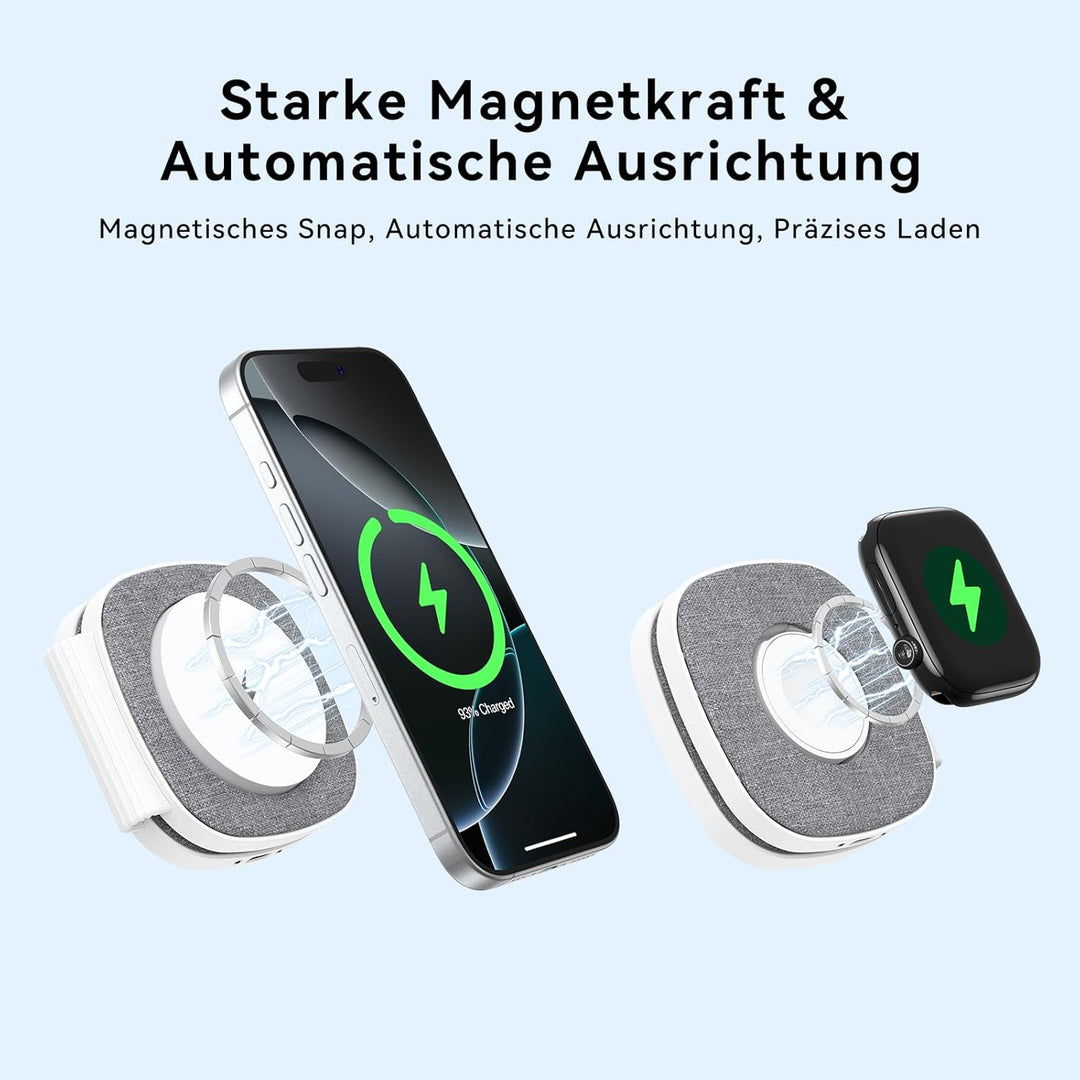 Faltbar 2 in 1 Ladestation für Apple Watch und iPhone für MagSafe iPhone 17e/Air/17/16/15/14/13/12 S