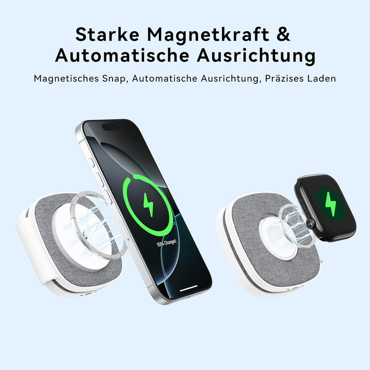 Faltbar 2 in 1 Ladestation für Apple Watch und iPhone für MagSafe iPhone 17e/Air/17/16/15/14/13/12 S