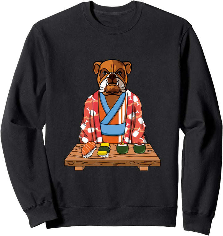 Niedliche Kawaii Japanische Bulldogge Hund Kimono Sushi Sweatshirt