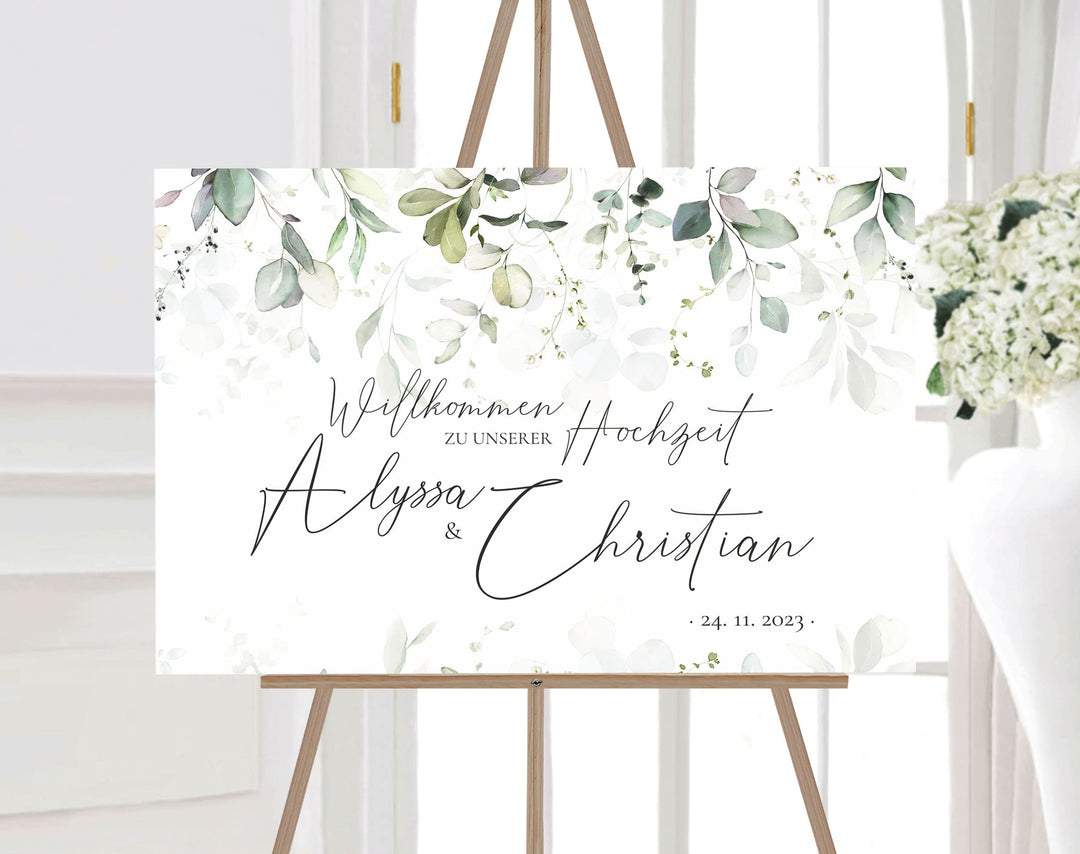 Manschin Laserdesign Willkommensschild Aluverbund personalisiert - Made in Germany - Welcome Willkom