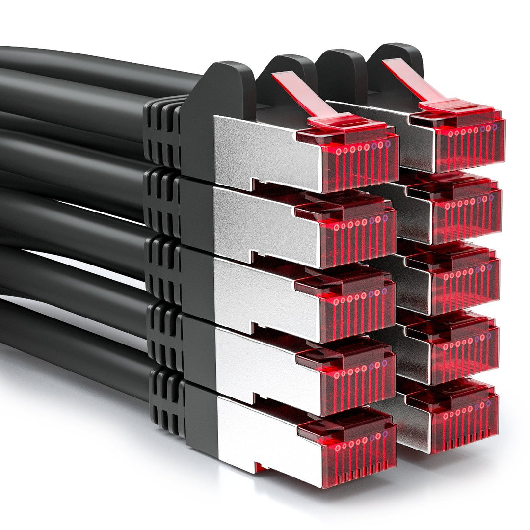 deleyCON 10x 2m CAT6 Patchkabel S/FTP PIMF Schirmung CAT-6 RJ45 Netzwerkkabel Ethernetkabel LAN DSL