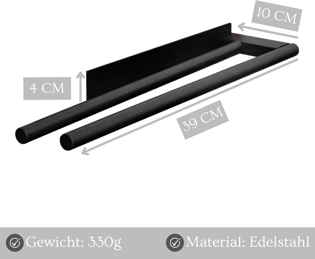 Premium Edelstahl Handtuchhalter ohne Bohren selbstklebend inkl. Spezialkleber (extrem sicherer Halt