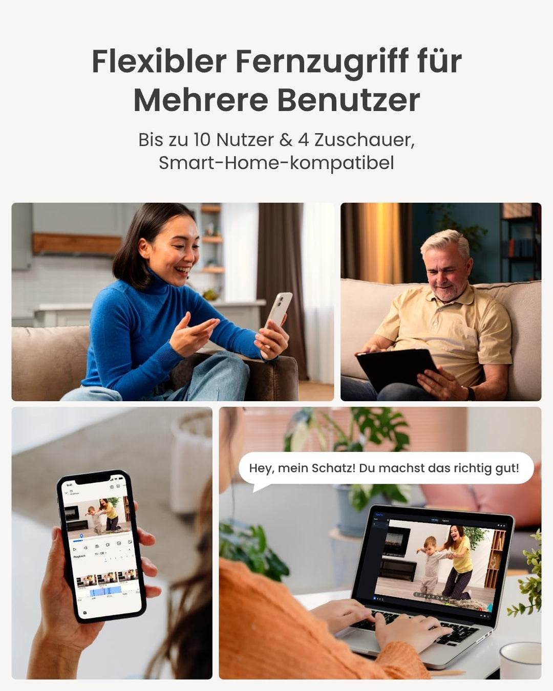 Reolink 2K 4MP WLAN Überwachungskamera Innen, 360°-Ansicht Baby Monitor mit Personen-/Tier-/Weinen-E
