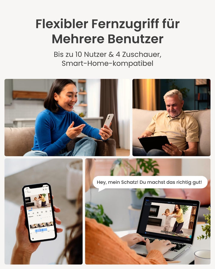 Reolink 2K 4MP WLAN Überwachungskamera Innen, 360°-Ansicht Baby Monitor mit Personen-/Tier-/Weinen-E