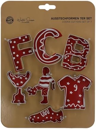 FC Bayern München Ausstechformen 7-teilig Weihnachten I Fussball I Plätzchenformen Einheitsgrösse, E