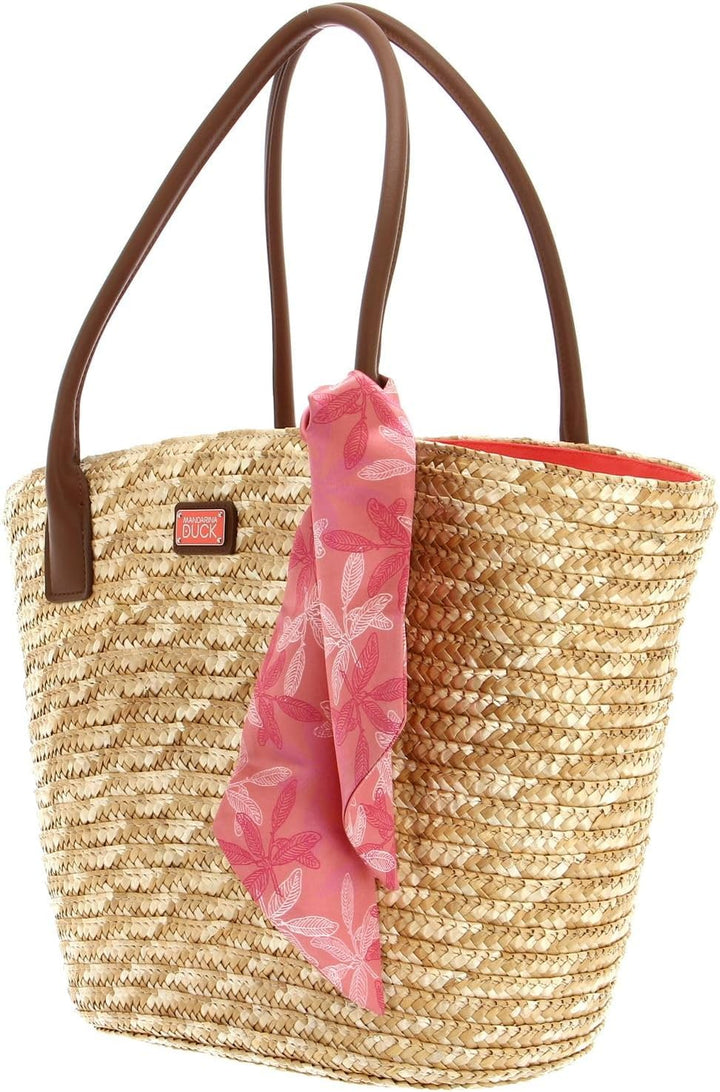 Mandarina Duck Damen Seashell Straw Bag Coral, Coral