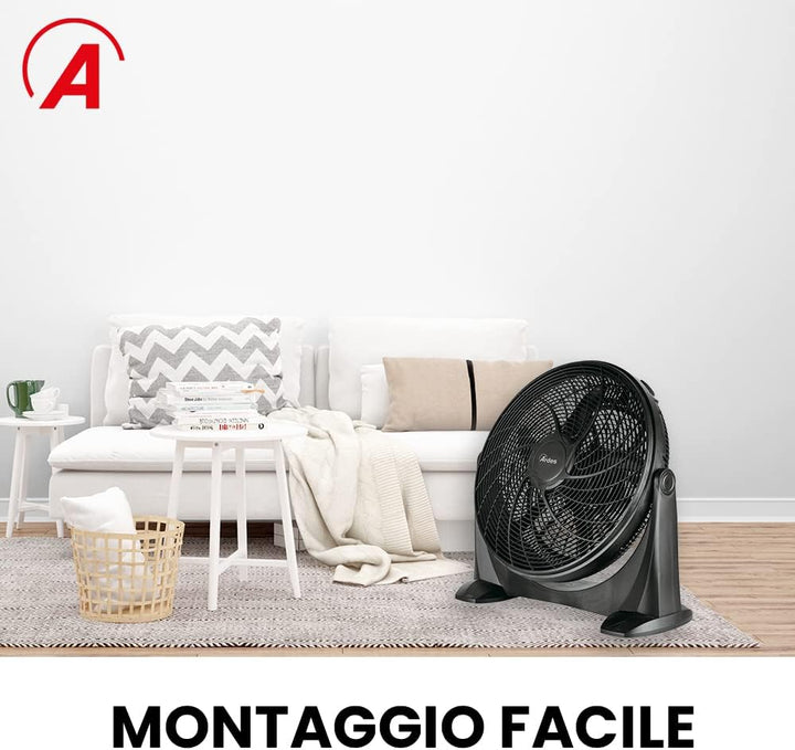 ARDES - AR5A51 Leiser Bodenventilator 5 FLÜGEL SPACE 51 - Bodenventilator ganz in Schwarz mit vertik