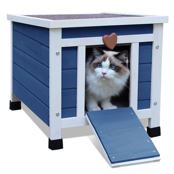 HiCaptain Katzenhaus Outdoor Katzenhaus für Draussen - Katzenhaus aus Holz Outdoor - Perfekt für Wel