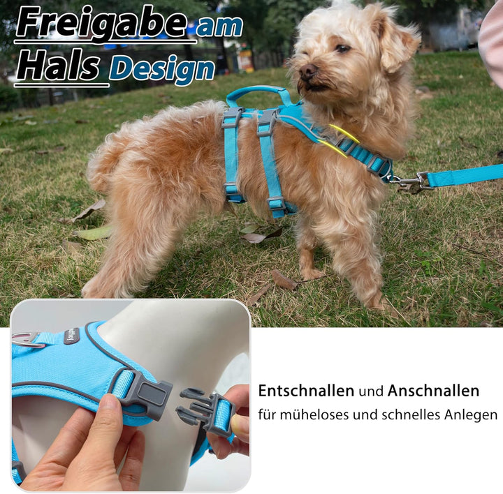 Wuffley Hundegeschirr mit Leine, Sicherheitsgeschirr Hund Ausbruchsicher, Anti Zug Hundegeschirr mit