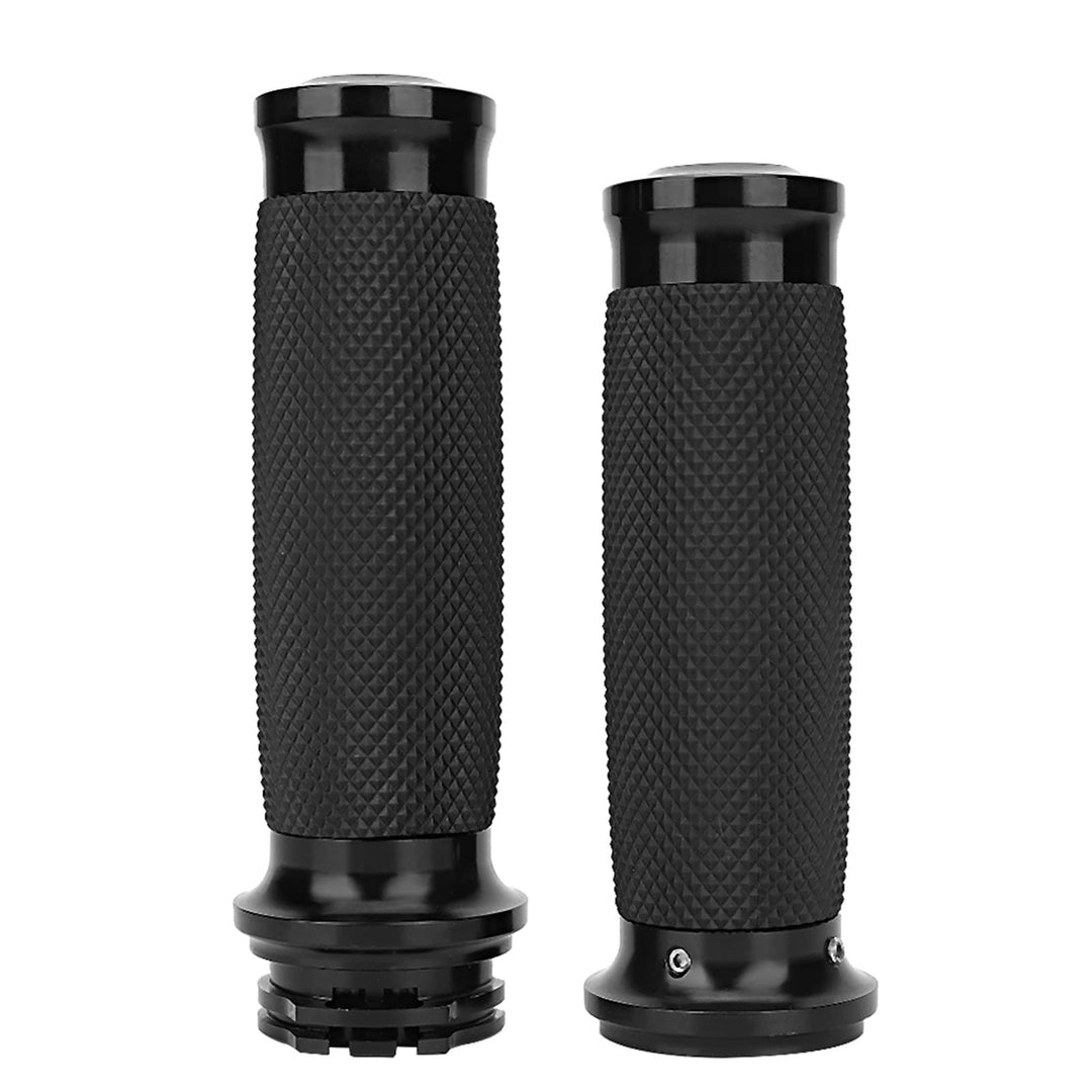 1 Paar Universal Motorrad 25mm Handgriff Aluminium + Gummi Anti-Rutsch-Lenkergriffabdeckung Schwarz,