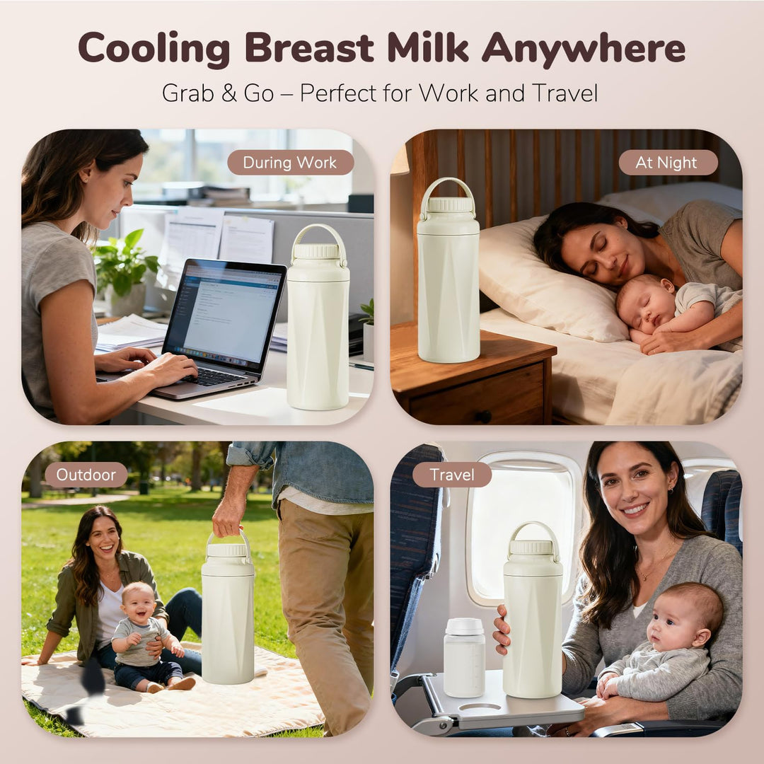 Tragbarer Muttermilch-Kühler – 24H+ Frische durch 360°-Kühlung, 650ml BPA-frei, Isolierte Milchflasc