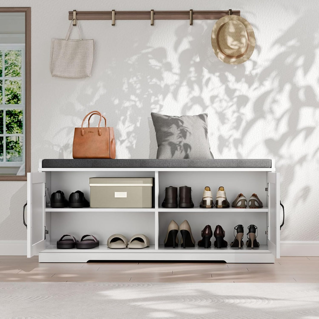 Gyfimoie Schuhbank mit Sitzfläche, Schuhschrank mit Türen, Sitzbank Flur mit Sitzbank, Schuhschrank