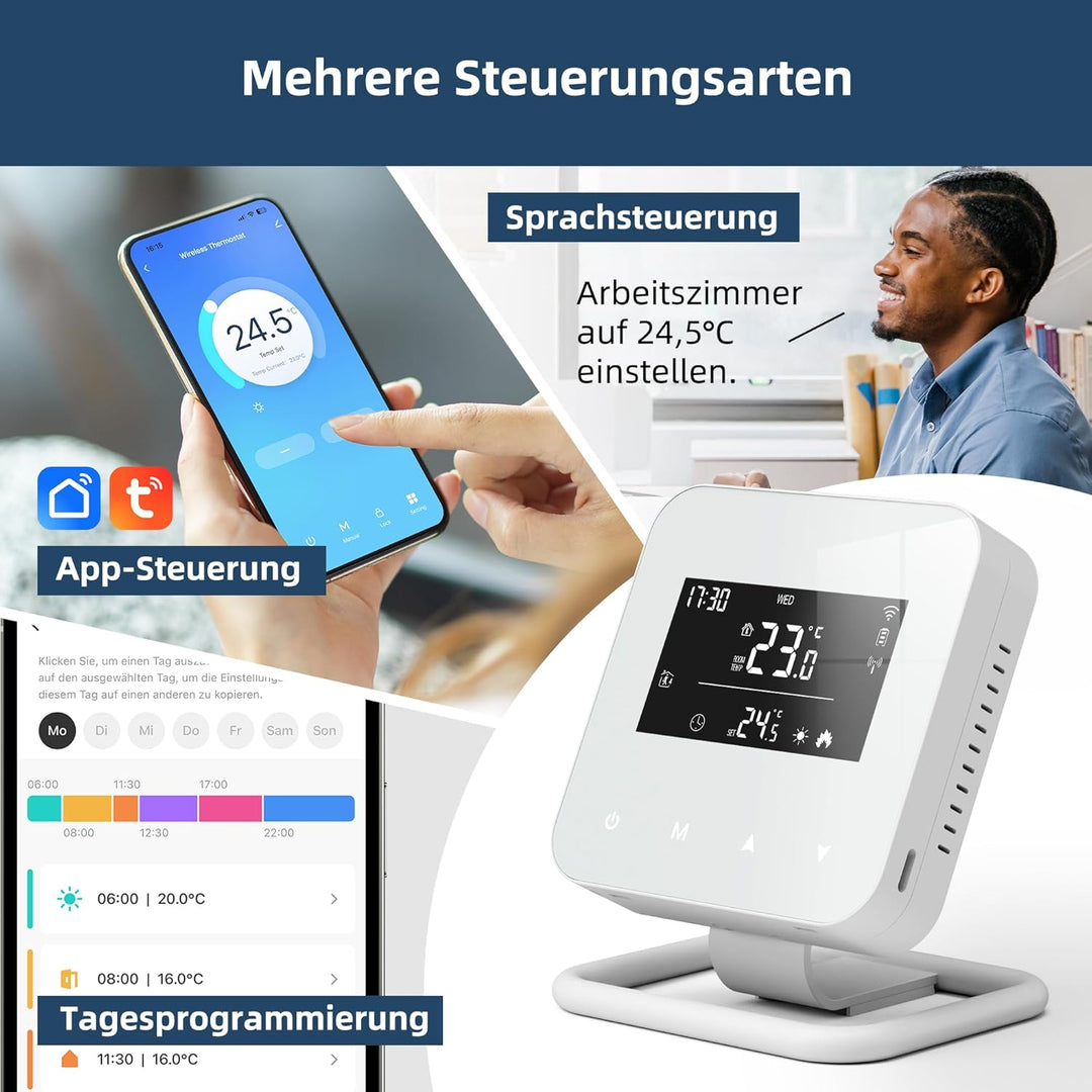 Beok Thermostat Fussbodenheizung WiFi Für Wasser Fussbodenheizung und Gaskessel, Tuya Smart Raumther