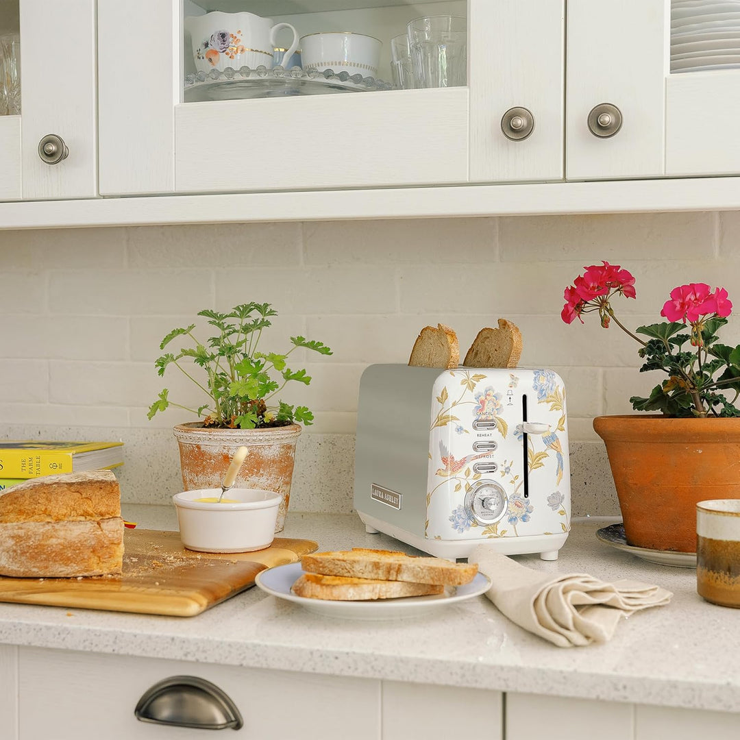 Laura Ashley Toaster und Stove Top Wasserkocher Set von VQ (Elveden Weiss, Induktions Wasserkocher u