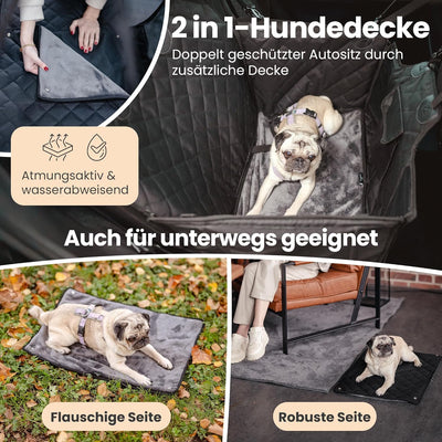 2GOODz Hunde Autositz für Rückbank mit Flauschiger Zusatzdecke - Hundedecke für kleine, mittlere Hun