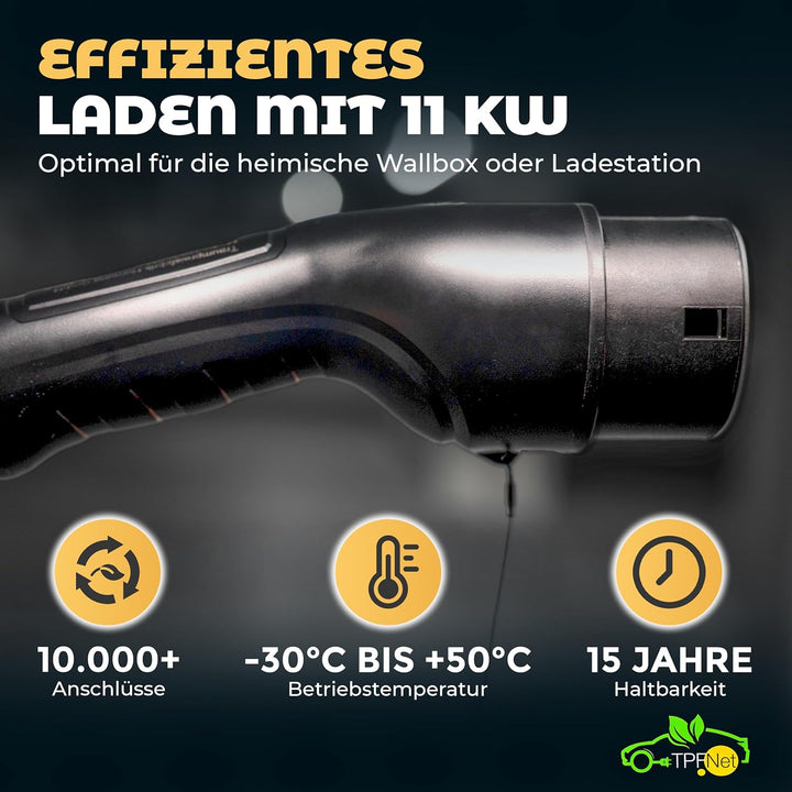 TPFNet Typ 2 Ladekabel 5m für Elektroauto PHEV Hybrid 11kW 16A E-Auto Ladekabel 3 phasig 5 Meter, Ko