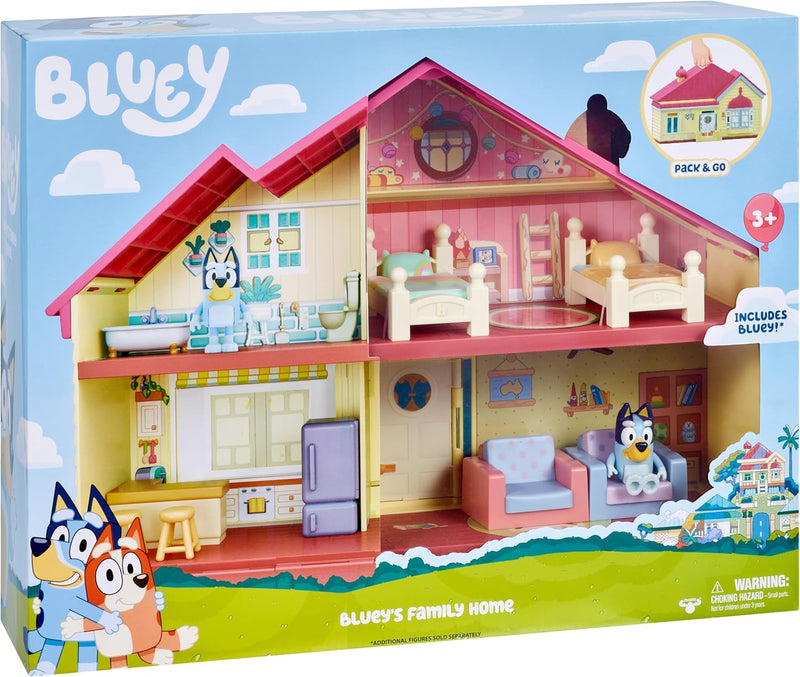 Bluey Familienhaus-Spielset inklusive 6 cm Bluey-Figur - offizieller Bluey-Sammelartikel Einzelbett